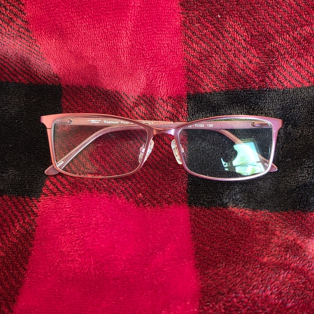 Titanium Piper Red Rectangular Eyeglass Frames - image 1